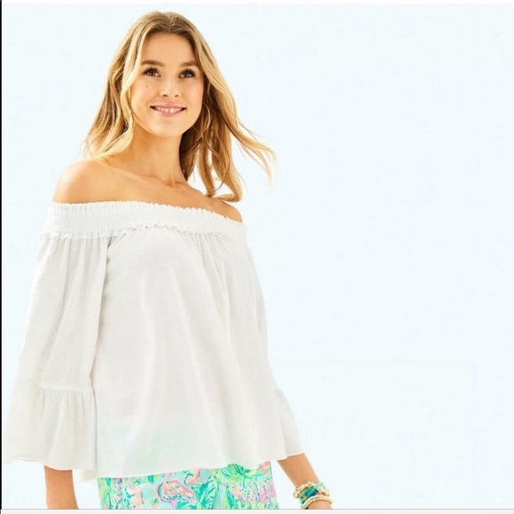 Lilly Pulitzer Tops - Lily Pulitzer Resort White Moira Off The Shoulder